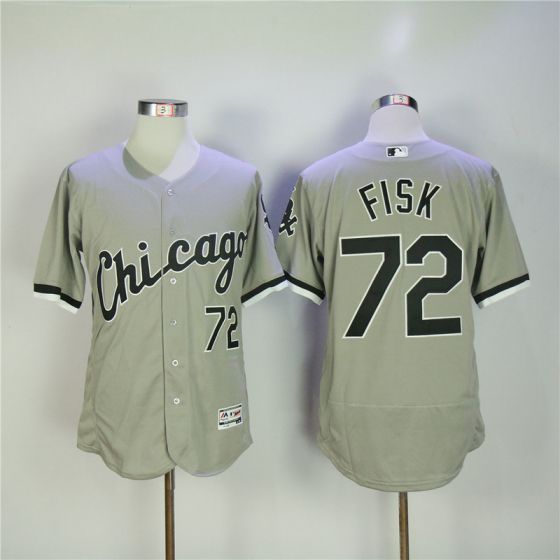 Men Chicago White Sox #72 Fisk Grey Elite MLB Jerseys
